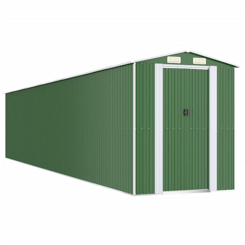 vidaXL Garden Shed Green 75.6"x402"x87.8" Galvanized Steel - Durable Outdoor Storage Solution