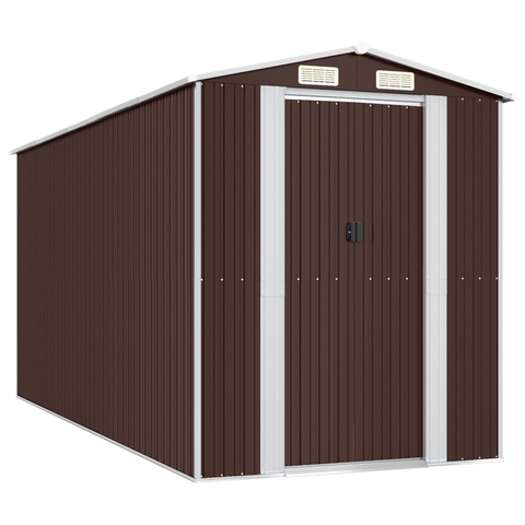 vidaXL Garden Shed Dark Brown 75.6"x173.2"x87.8" Galvanized Steel