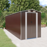 vidaXL Garden Shed Dark Brown 75.6"x238.6"x87.8" Galvanized Steel - Outdoor Storage Solution