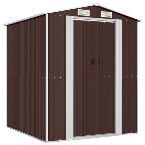 vidaXL Garden Shed Dark Brown 75.6"x75.2"x87.8" Galvanized Steel - Outdoor Storage Solution