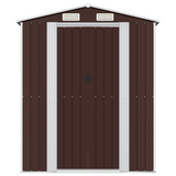 vidaXL Garden Shed Dark Brown 75.6"x75.2"x87.8" Galvanized Steel - Outdoor Storage Solution