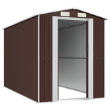 vidaXL Garden Shed Dark Brown 75.6"x140.6"x87.8" Galvanized Steel - Durable Outdoor Storage Solution