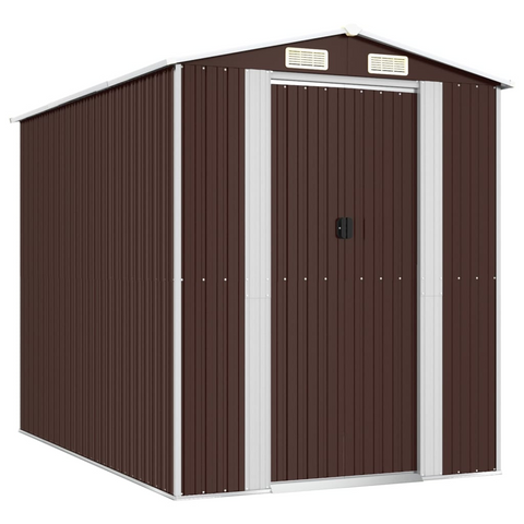 vidaXL Garden Shed Dark Brown 75.6"x107.9"x87.8" Galvanized Steel - Outdoor Storage Solution