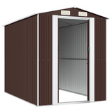 vidaXL Garden Shed Dark Brown 75.6"x107.9"x87.8" Galvanized Steel - Outdoor Storage Solution