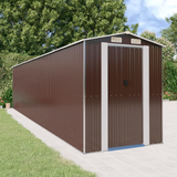 vidaXL Garden Shed Dark Brown 75.6"x336.6"x87.8" Galvanized Steel