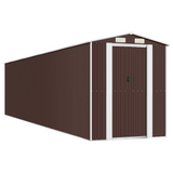 vidaXL Garden Shed Dark Brown 75.6"x336.6"x87.8" Galvanized Steel