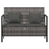 vidaXL 2-Seater Patio Bench with Cushions Gray Poly Rattan - Outdoor Furniture for Cozy Relaxation