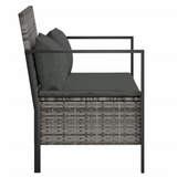 vidaXL 2-Seater Patio Bench with Cushions Gray Poly Rattan - Outdoor Furniture for Cozy Relaxation