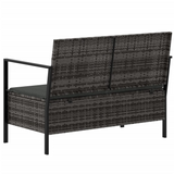 vidaXL 2-Seater Patio Bench with Cushions Gray Poly Rattan - Outdoor Furniture for Cozy Relaxation