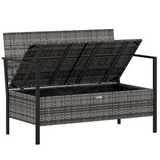 vidaXL 2-Seater Patio Bench with Cushions Gray Poly Rattan - Outdoor Furniture for Cozy Relaxation