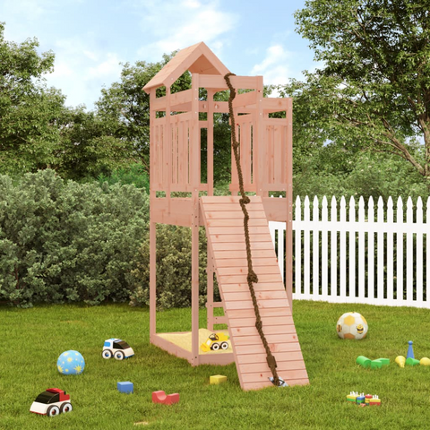 vidaXL Playhouse with Climbing Wall - Solid Wood Douglas | Outdoor Wooden Play Set for Kids