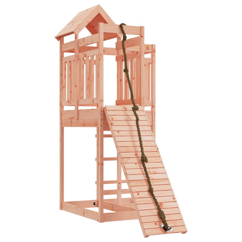 vidaXL Playhouse with Climbing Wall - Solid Wood Douglas | Outdoor Wooden Play Set for Kids