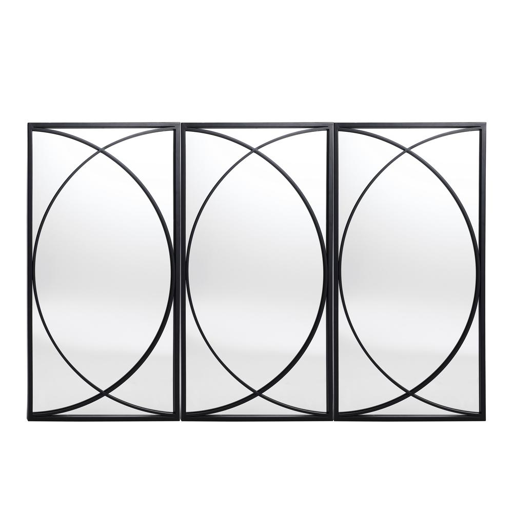 3-Piece Black Metal Rectangular Wall Mirror Set - WhatYouNeedSales