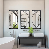 3-Piece Black Metal Rectangular Wall Mirror Set - WhatYouNeedSales