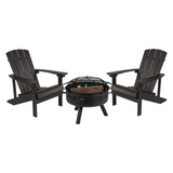 3 Piece Charlestown Slate Gray Poly Resin Wood Adirondack