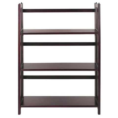 3-Shelf Folding Stackable Bookcase 27.5" Wide-Espresso - WhatYouNeedSales