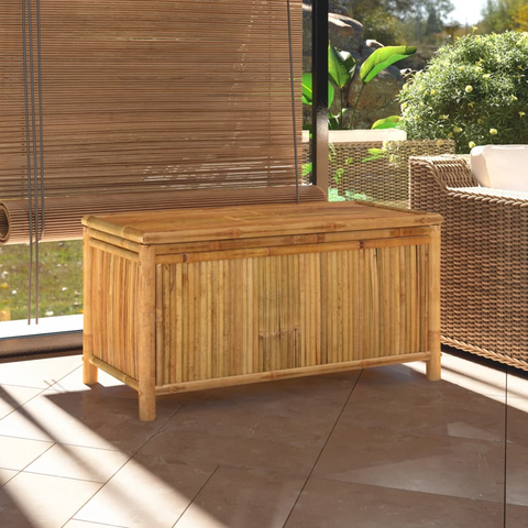 vidaXL Patio Storage Box 43.3"x20.5"x21.7" Bamboo - Durable Outdoor Storage Chest with Ample Space and Versatile Functions