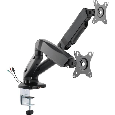 Lorell Mounting Arm for Monitor - Black | Height Adjustable | 2 Display(s) Supported