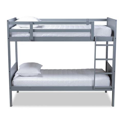 Elsie Modern and Contemporary Grey Finished Wood Twin Size Bunk Bed