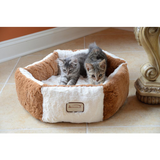 Armarkat Pet Bed Model C02NZS/MB - Earth Brown and Ivory | Comfortable Plush Bed for Cats and Extra Small Dogs