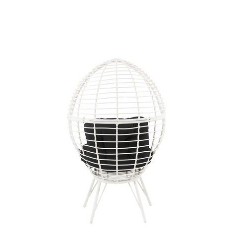 Galzed Patio Lounge Chair, Black Fabric & White Wicker - Comfortable and Stylish