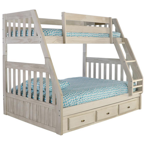 Solid Pine Twin/Full Bunk Bed with Three Drawers - Stylish and Space-Saving