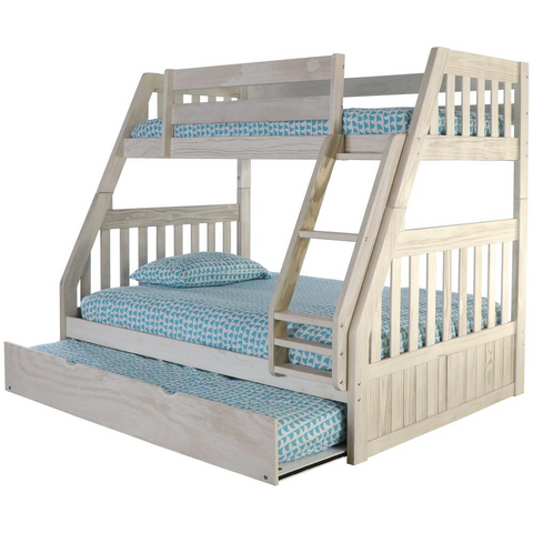 Solid Pine Twin/Full Bunk Bed with Twin Trundle - Quality and Stylish Design