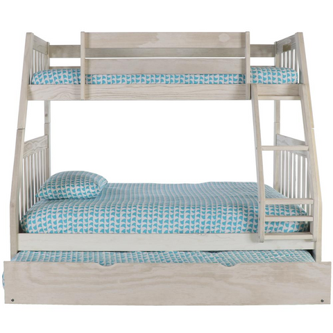 Solid Pine Twin/Full Bunk Bed with Twin Trundle - Quality and Stylish Design