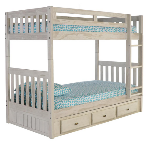 Solid Pine Twin/Twin Bunk Bed with Three Drawers - Space-Saving and Stylish