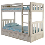 Solid Pine Twin/Twin Bunk Bed with Three Drawers - Space-Saving and Stylish