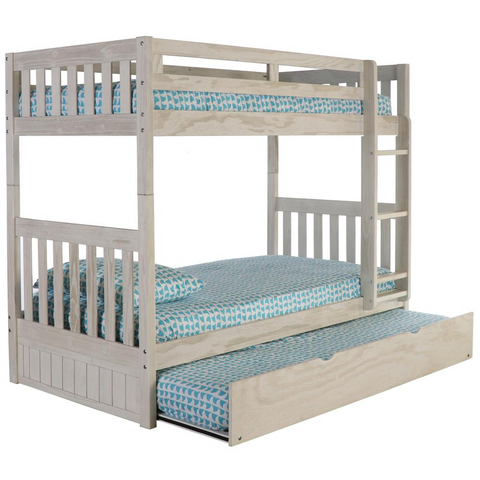 Solid Pine Twin/Twin Bunk Bed with Twin Trundle - Sturdy and Space-saving