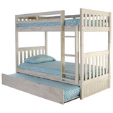 Solid Pine Twin/Twin Bunk Bed with Twin Trundle - Sturdy and Space-saving