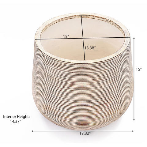 Distressed Tan MgO Tapered Round Planter - Contemporary Style for Indoor and Outdoor Use