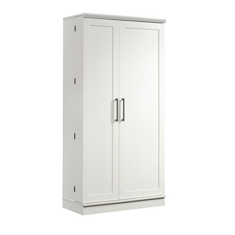 HomePlus Storage Cabinet - Adjustable Shelves, Swing-Out Storage Door, Soft White Finish