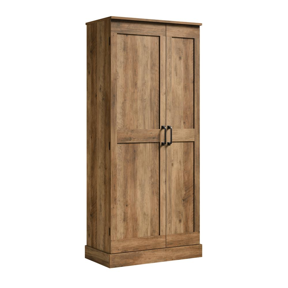 Double Deep Storage Cabinet - Adjustable Shelves, Swing-Out Storage Door, Rural Pine Finish