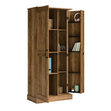 Double Deep Storage Cabinet - Adjustable Shelves, Swing-Out Storage Door, Rural Pine Finish