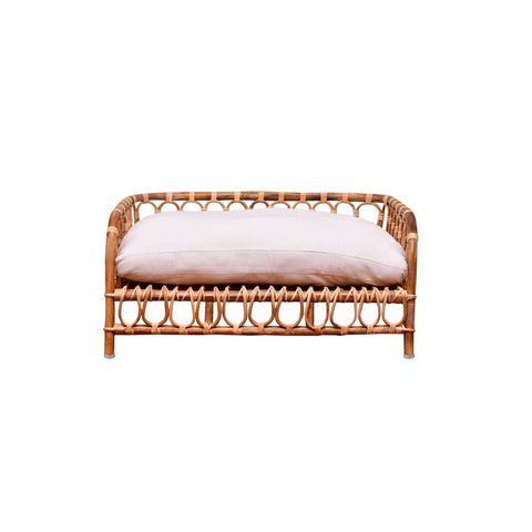 Stylish Rattan Pet Bed with Cushion | Comfortable Natural Rattan Construction