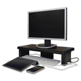 DAC Stax Ergonomic Height Adjustable Monitor Stand with 2 USB Ports - 66 lb Load Capacity - Black