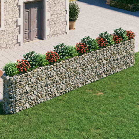 vidaXL Gabion Raised Bed Galvanized Iron 212.6"x19.7"x39.4" | Rustproof & Weather-Resistant