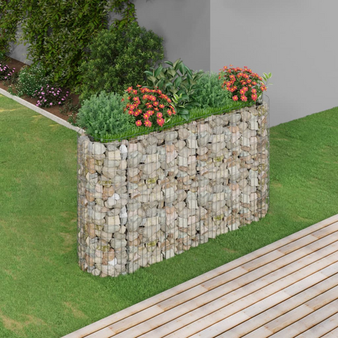 vidaXL Gabion Raised Bed Galvanized Iron 74.8"x19.7"x39.4"