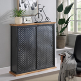 Barton Sliding Storage Cabinet - Industrial Metal Style, Hidden Storage for Any Room