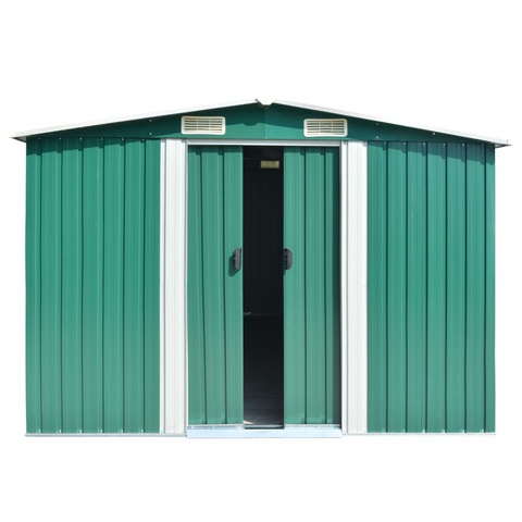 vidaXL Garden Shed 101.2"x154.3"x71.3" Metal Green - Durable & Spacious Outdoor Storage Solution