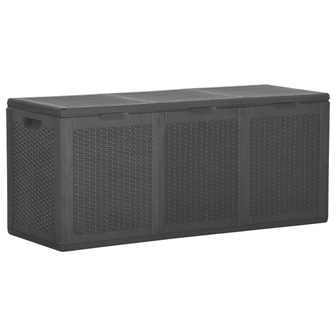 vidaXL Patio Storage Box 71.3 gal Black PP Rattan - Weather-Resistant and UV-Resistant