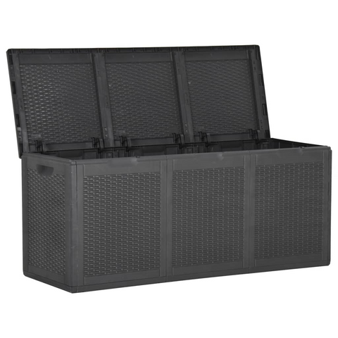 vidaXL Patio Storage Box 71.3 gal Black PP Rattan - Weather-Resistant and UV-Resistant