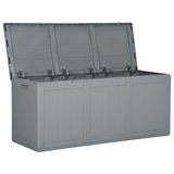 vidaXL Patio Storage Box 71.3 gal Gray PP Rattan - Weather-resistant and UV-resistant