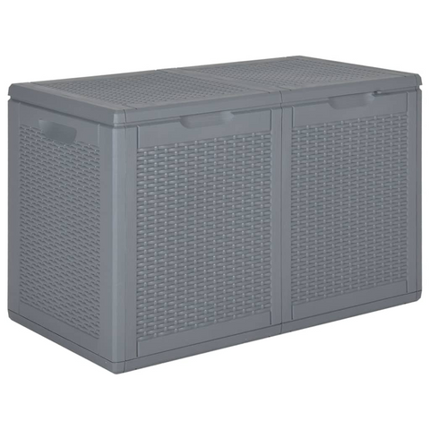 vidaXL Patio Storage Box Gray Polypropylene Rattan 47.6 gal | Outdoor Storage Solution