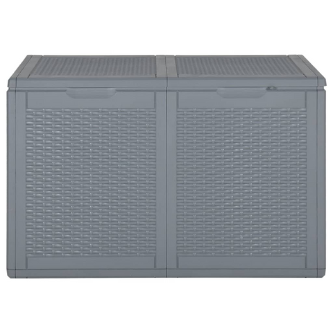 vidaXL Patio Storage Box Gray Polypropylene Rattan 47.6 gal | Outdoor Storage Solution