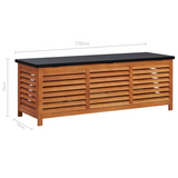 vidaXL Patio Storage Box 59.1"x19.7"x21.7" Solid Wood Eucalyptus - Outdoor Storage Solution