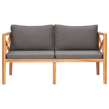 vidaXL Patio Bench with Gray Cushions Solid Wood Teak