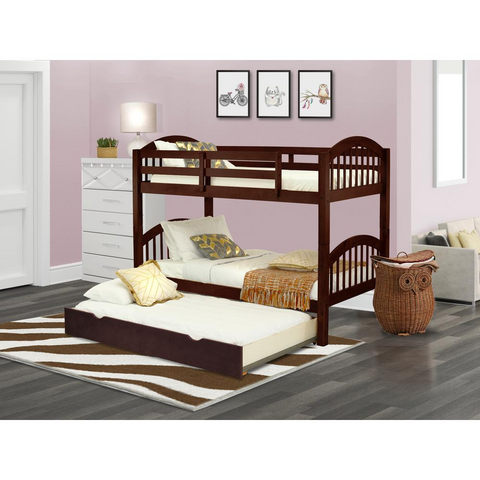 Youth Bunk Bed Java - Space-Saving Design | Solid Wood | Twin Over Twin